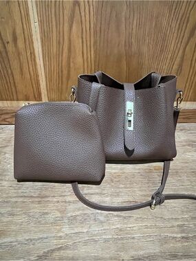 Textured Brown Women’s Crossbody Bag with Removable Inner Pouch